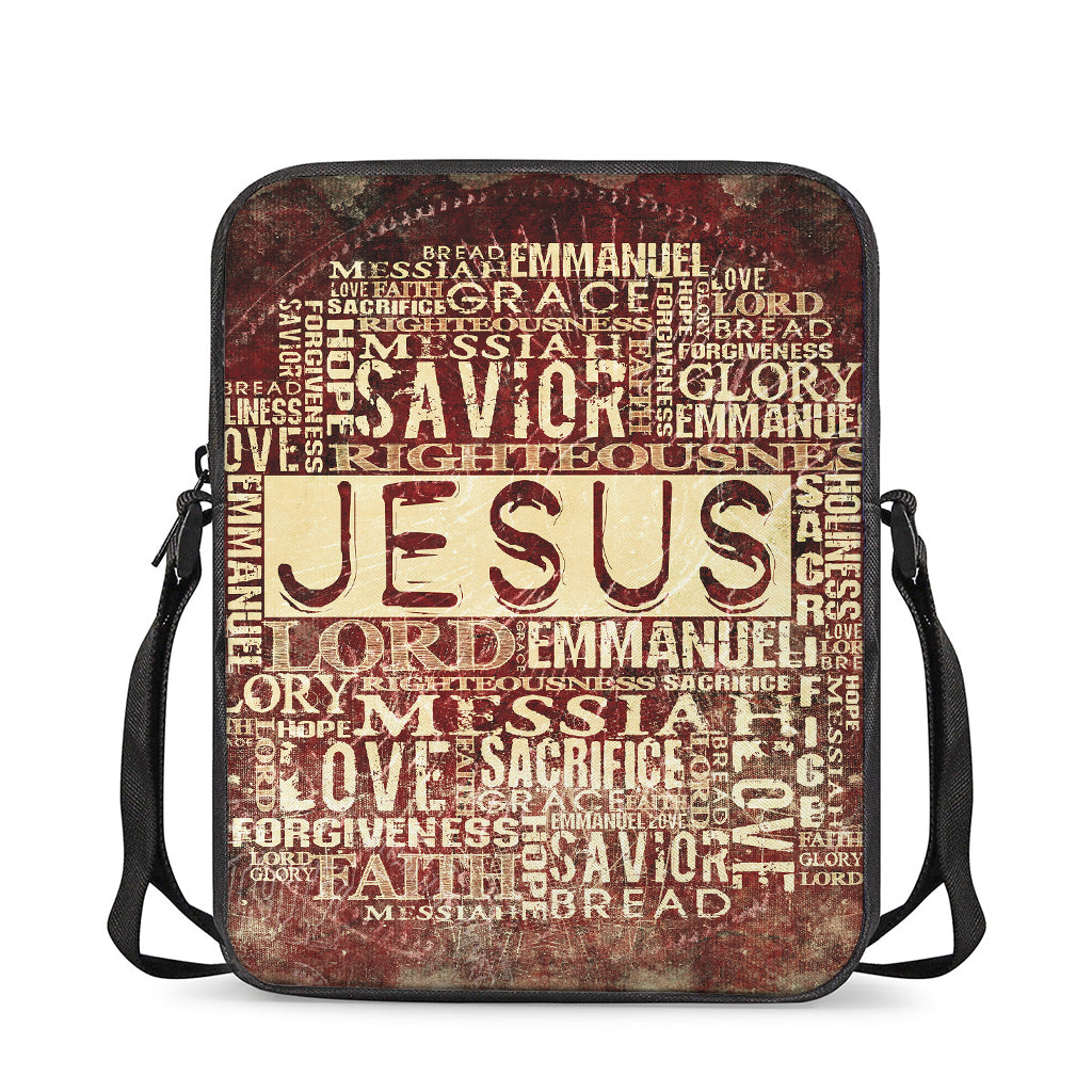 Jesus Religious Words Print Rectangular Crossbody Bag