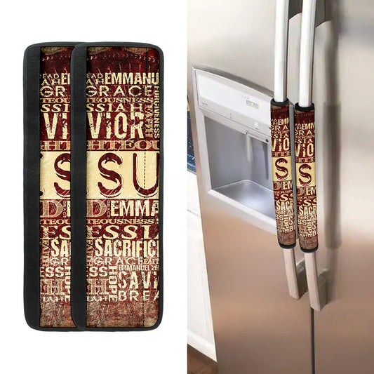 Jesus Religious Words Print Refrigerator Handle Covers