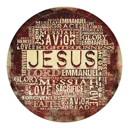 Jesus Religious Words Print Round Blanket