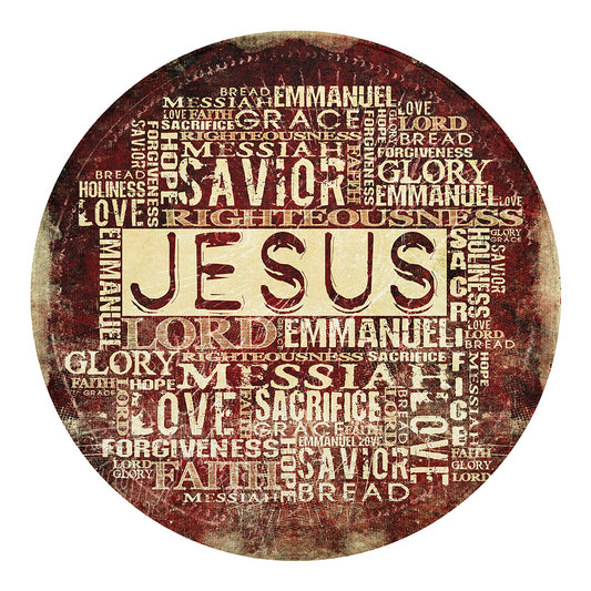 Jesus Religious Words Print Round Blanket