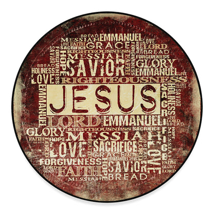 Jesus Religious Words Print Round Floor Mat