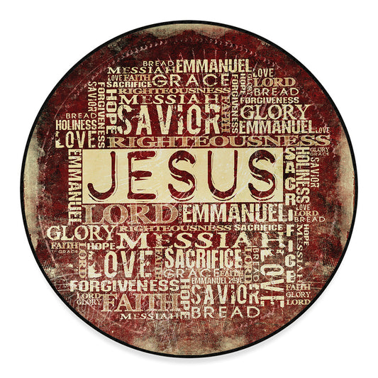 Jesus Religious Words Print Round Floor Mat