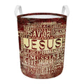 Jesus Religious Words Print Round Laundry Basket