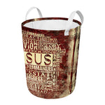 Jesus Religious Words Print Round Laundry Basket