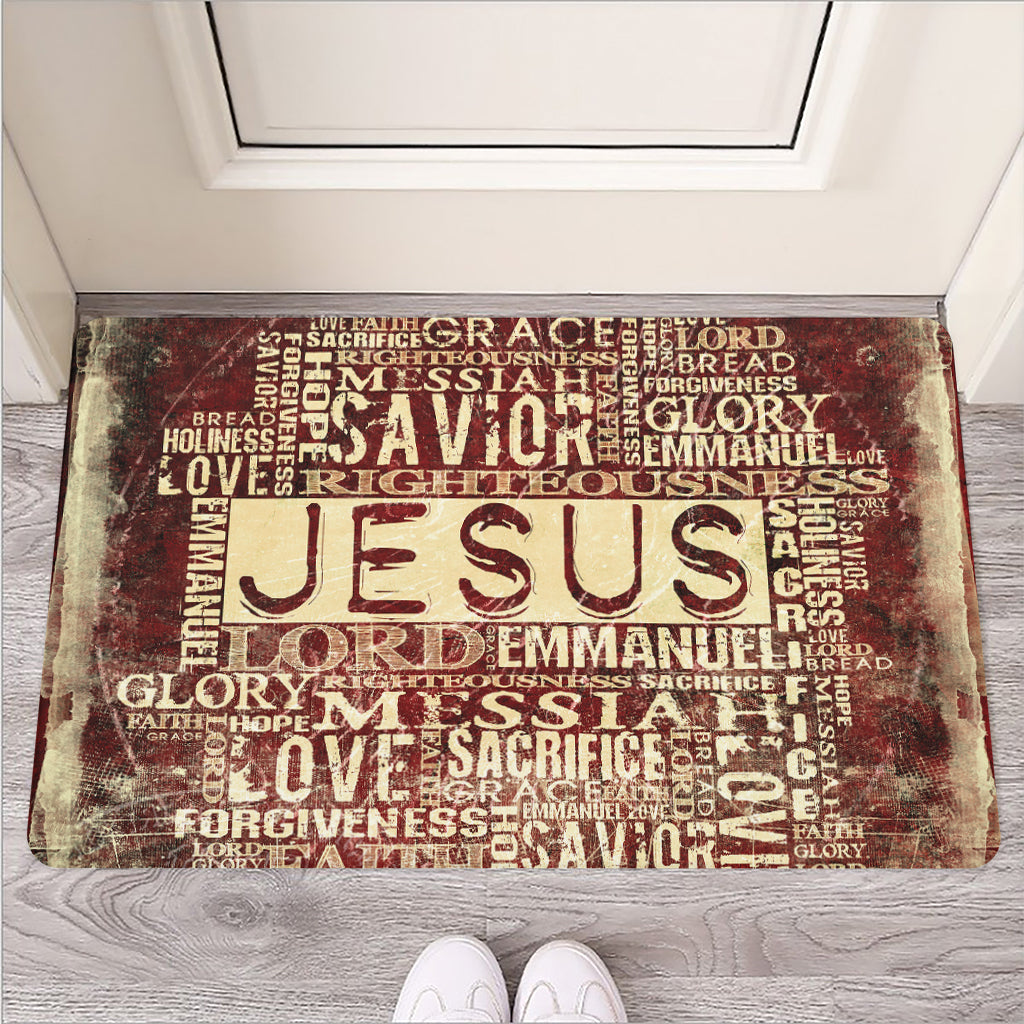 Jesus Religious Words Print Rubber Doormat