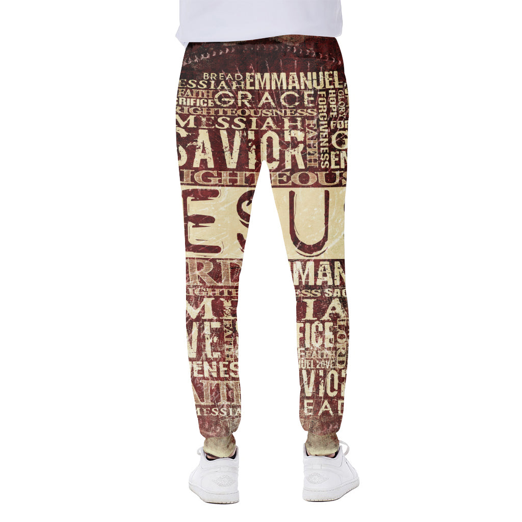 Jesus Religious Words Print Scuba Joggers