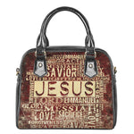 Jesus Religious Words Print Shoulder Handbag