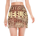 Jesus Religious Words Print Side Slit Mini Skirt