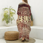 Jesus Religious Words Print Silk V-Neck Kaftan Dress