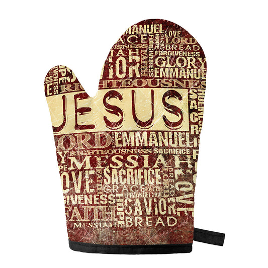 Jesus Religious Words Print Single Oven Mitt