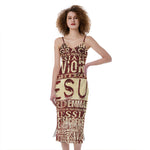 Jesus Religious Words Print Slim Fit Midi Cami Dress