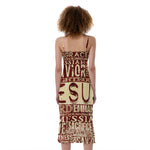 Jesus Religious Words Print Slim Fit Midi Cami Dress