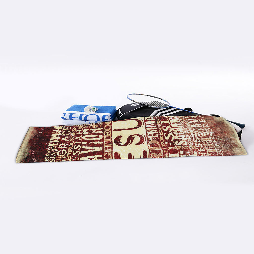 Jesus Religious Words Print Sports Towel