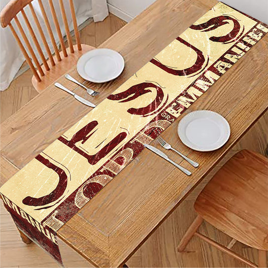Jesus Religious Words Print Table Runner