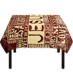 Jesus Religious Words Print Tablecloth