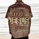 Jesus Religious Words Print Textured Short Sleeve Shirt