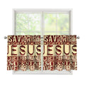 Jesus Religious Words Print Tier Curtains