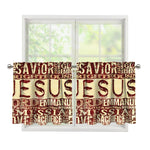 Jesus Religious Words Print Tier Curtains
