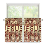 Jesus Religious Words Print Tier Curtains