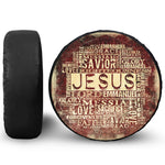 Jesus Religious Words Print Tire Cover