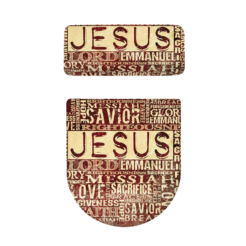 Jesus Religious Words Print Toilet Lid And Tank Cover Set