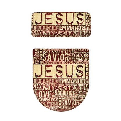 Jesus Religious Words Print Toilet Lid And Tank Cover Set