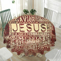 Jesus Religious Words Print Waterproof Round Tablecloth