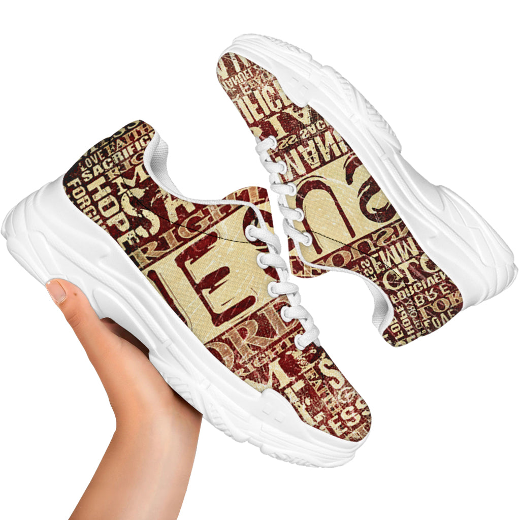 Jesus Religious Words Print White Chunky Shoes