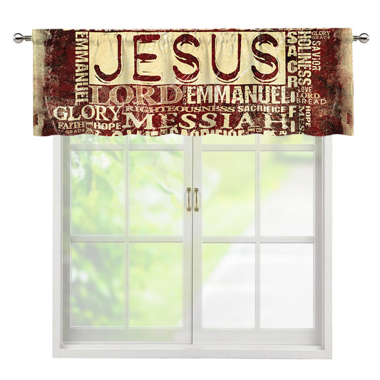 Jesus Religious Words Print Window Valance