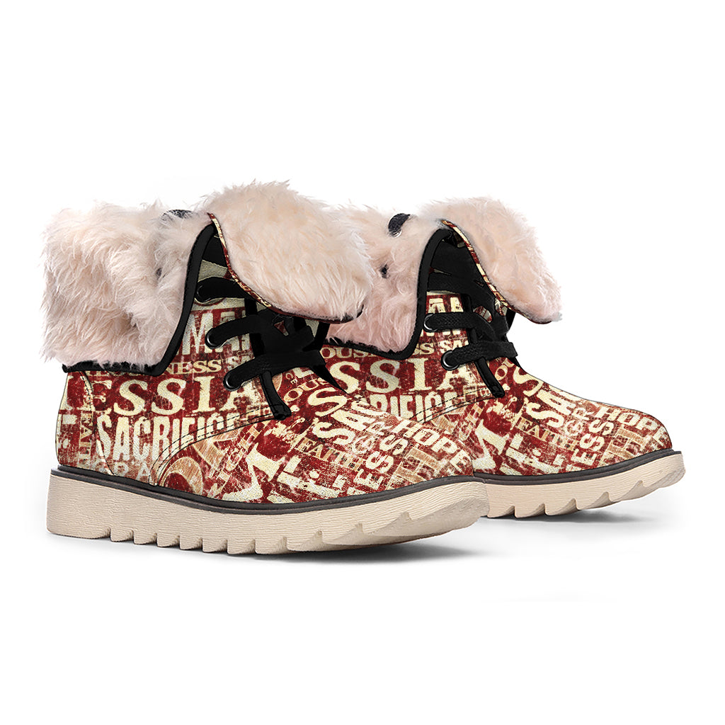 Jesus Religious Words Print Winter Boots
