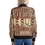 Jesus Religious Words Print Women's Bomber Jacket
