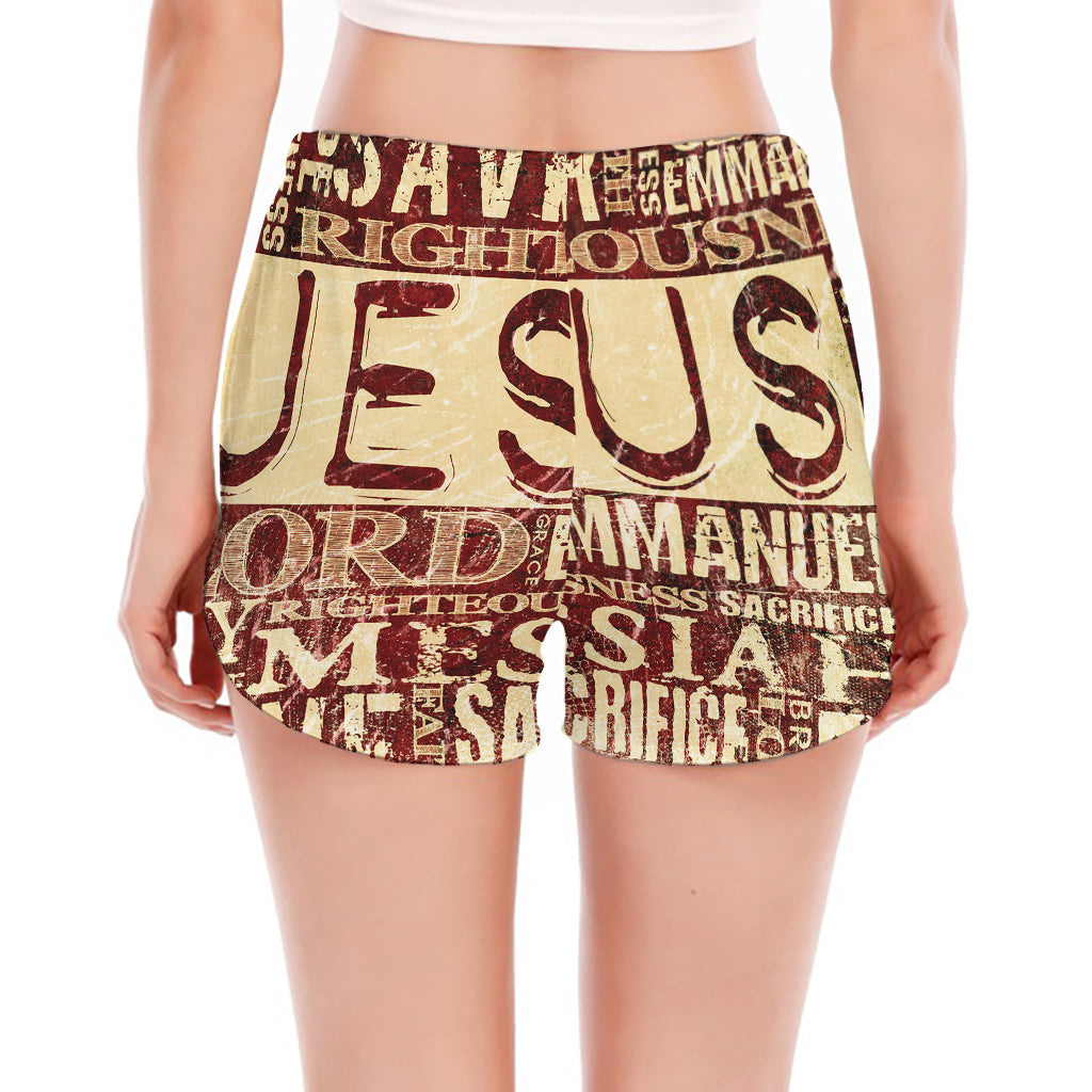 Jesus Religious Words Print Women's Split Running Shorts