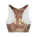 Jesus Religious Words Print Women's Sports Bra