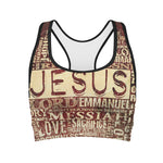 Jesus Religious Words Print Women's Sports Bra