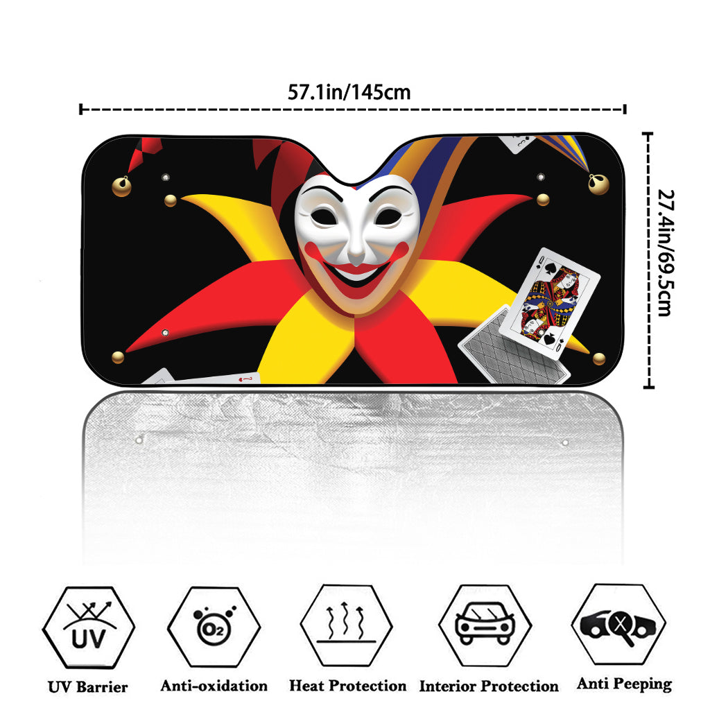 Joker And Playing Cards Print Car Windshield Sun Shade