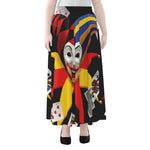 Joker And Playing Cards Print Chiffon Maxi Skirt