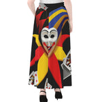 Joker And Playing Cards Print Chiffon Maxi Skirt