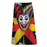 Joker And Playing Cards Print Cotton Front Slit Maxi Skirt