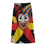 Joker And Playing Cards Print Cotton Front Slit Maxi Skirt