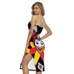 Joker And Playing Cards Print Cross Back Cami Dress