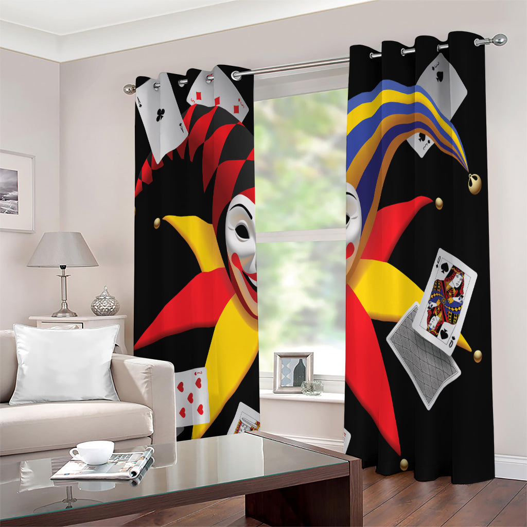 Joker And Playing Cards Print Extra Wide Grommet Curtains