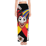 Joker And Playing Cards Print High Slit Maxi Skirt