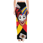 Joker And Playing Cards Print High Slit Maxi Skirt