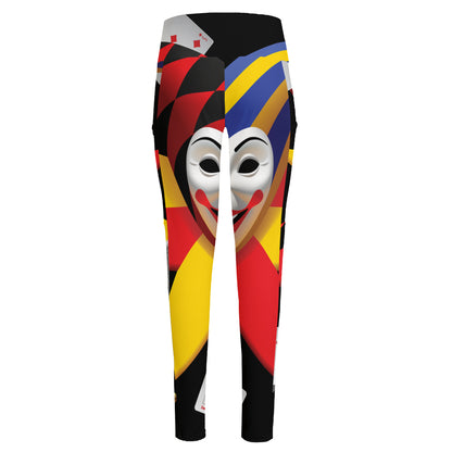 Joker And Playing Cards Print High-Waisted Pocket Leggings