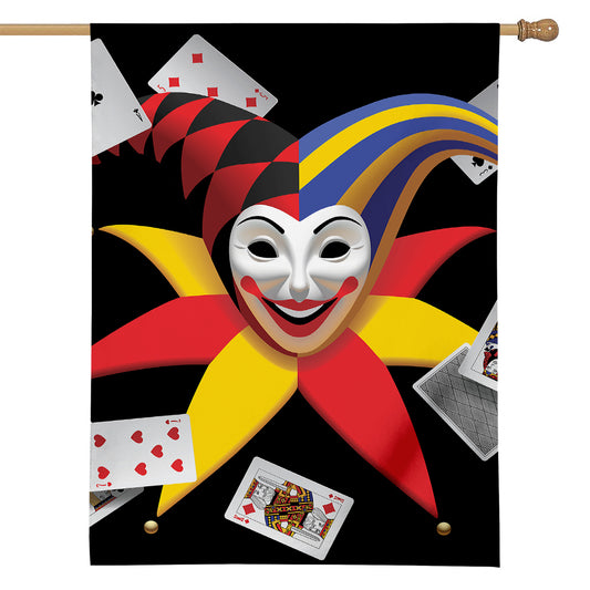 Joker And Playing Cards Print House Flag