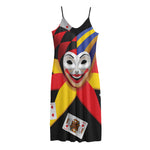 Joker And Playing Cards Print Jersey Midi Cami Dress