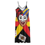 Joker And Playing Cards Print Jersey Midi Cami Dress