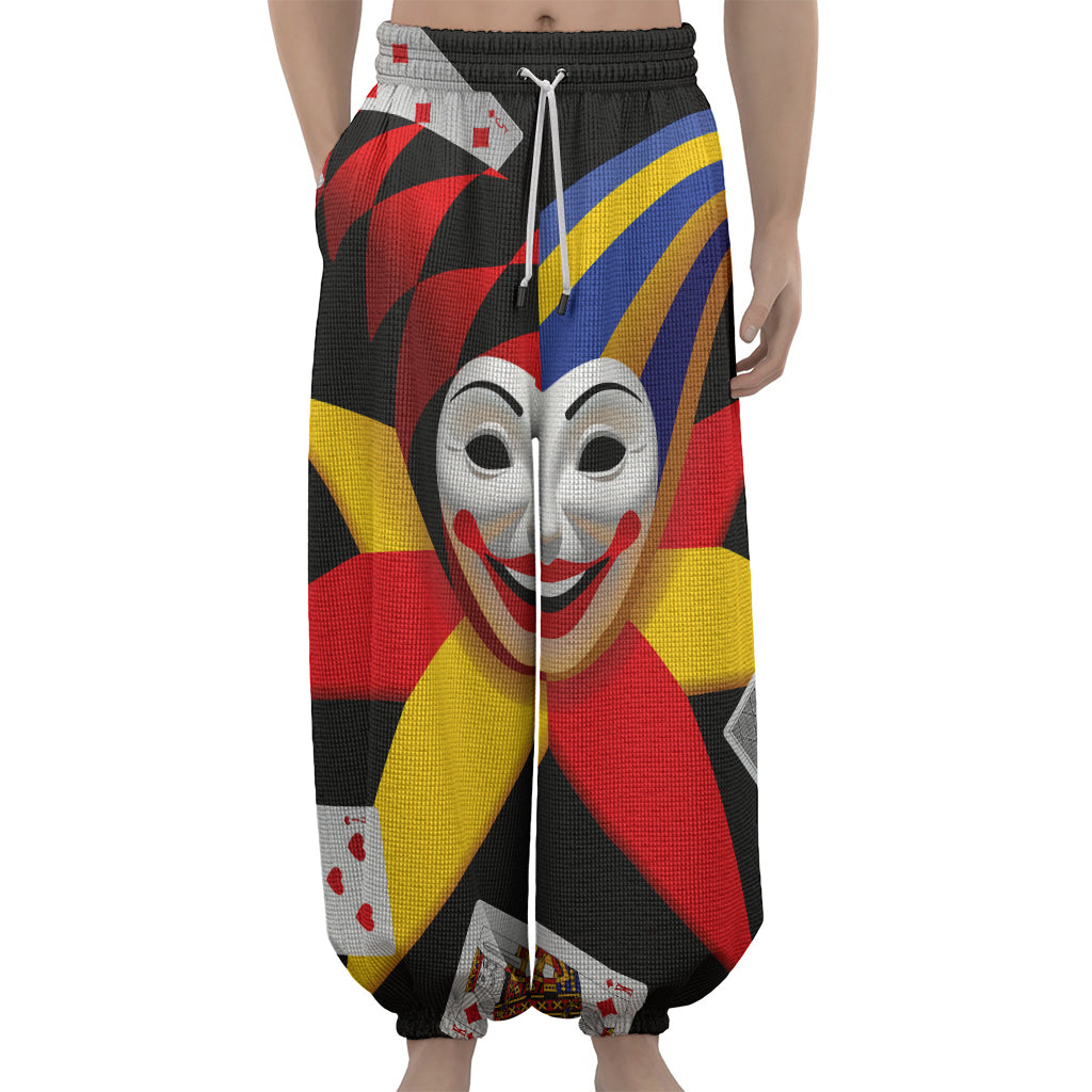 Joker And Playing Cards Print Lantern Pants