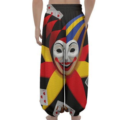 Joker And Playing Cards Print Lantern Pants