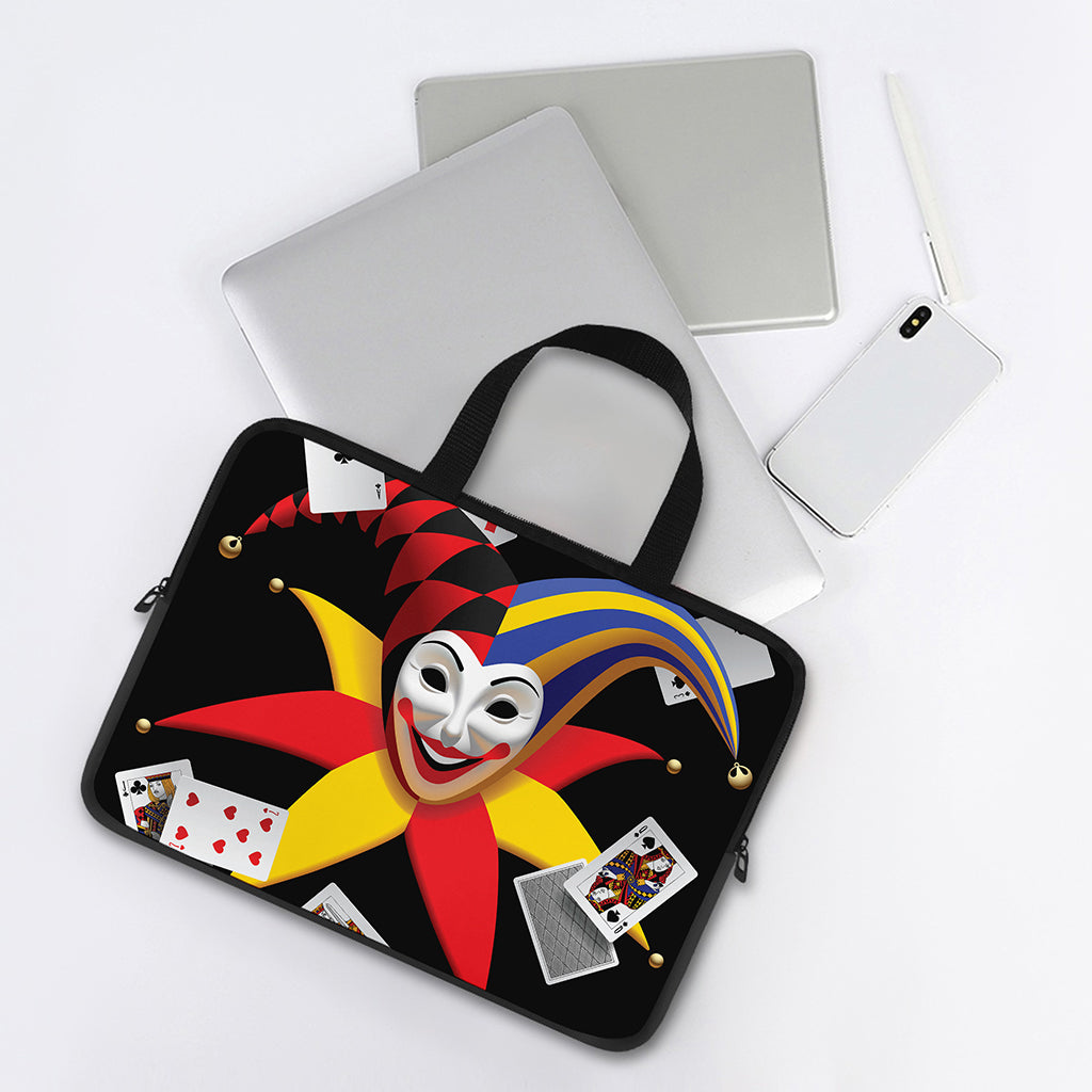 Joker And Playing Cards Print Laptop Sleeve With Handle